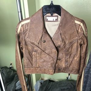 Cropped Brown leather BCBG jacket